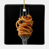 Pasta spun op een vork, Food Spaghetti Keramisch Ornament (Achterkant)
