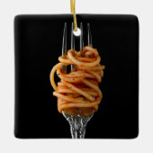 Pasta spun op een vork, Food Spaghetti Keramisch Ornament (Voorkant)