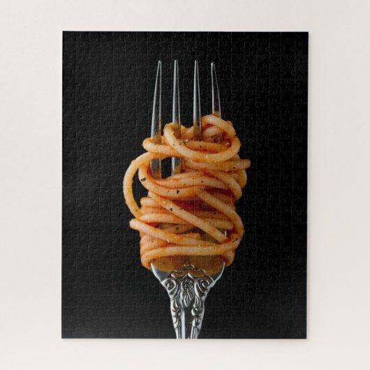 Pasta spun op een vork, Food Spaghetti Legpuzzel (Verticaal)