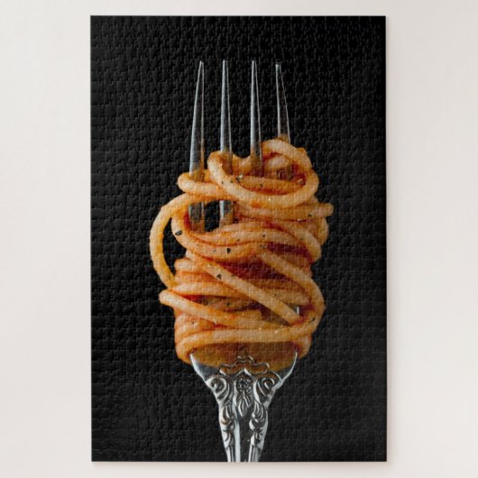 Pasta spun op een vork, Food Spaghetti Legpuzzel (Verticaal)