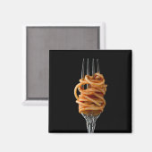Pasta spun op een vork, Food Spaghetti Magneet (Voorkant / Achterkant)