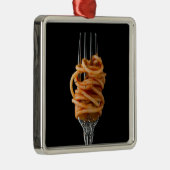 Pasta spun op een vork, Food Spaghetti Metalen Ornament (Rechts)