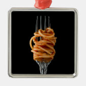 Pasta spun op een vork, Food Spaghetti Metalen Ornament (Voorkant)