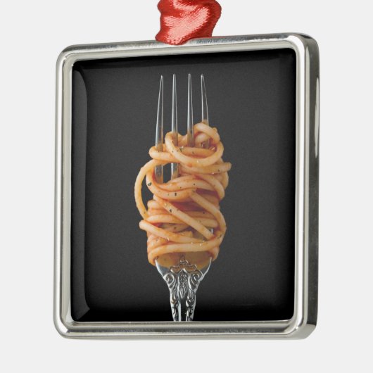 Pasta spun op een vork, Food Spaghetti Metalen Ornament (Links)