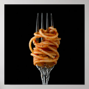 Pasta spun op een vork, Food Spaghetti Poster