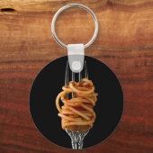 Pasta spun op een vork, Food Spaghetti Sleutelhanger (Voorkant)