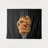 Pasta spun op een vork, Food Spaghetti Wandkleed (Voorkant (horizontaal))