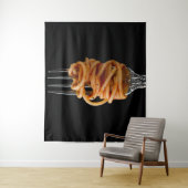 Pasta spun op een vork, Food Spaghetti Wandkleed (In situ)