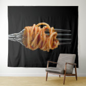 Pasta spun op een vork, Food Spaghetti Wandkleed (In Situ (horizontaal))