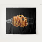 Pasta spun op een vork, Food Spaghetti Wandkleed (Voorkant (horizontaal))