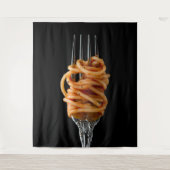 Pasta spun op een vork, Food Spaghetti Wandkleed (Voorkant)