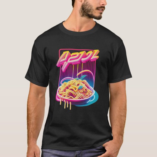 Pasta Synthwave 80s Retrowave Esthetisch T-shirt (Voorkant)