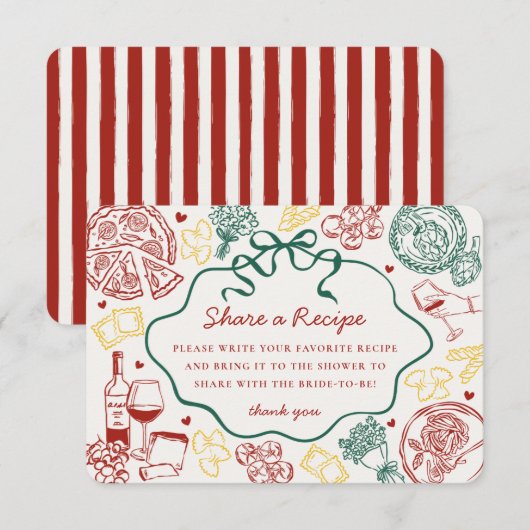 Pasta Thats Amore Italian Bridal Shower Recipe Informatiekaartje (Voorkant / Achterkant)