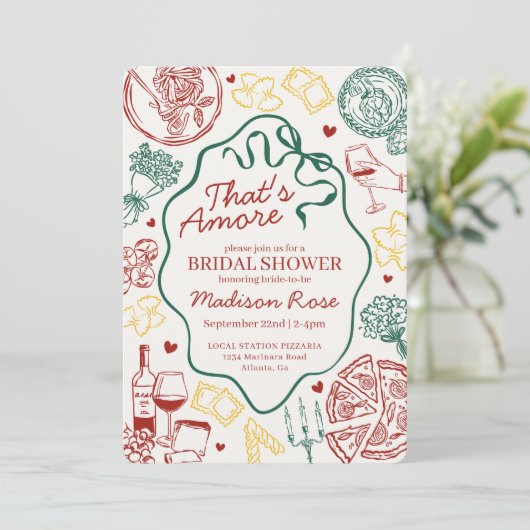 Pasta Thats Amore Italian Brunch Bridal Shower Kaart (Staand voorkant)