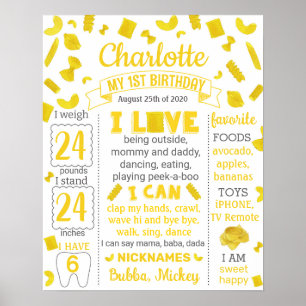 Pasta Verjaardag mijlpaal teken 1064 Poster