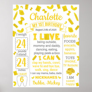 Pasta Verjaardag mijlpaal teken 1064 Poster