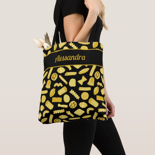 Pasta Vormen Patroon Italiaanse Food Lover Tote Bag (Dichtbij)