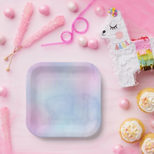  pasta Waterverf Birthday Paars Papieren Bordje (Feest)