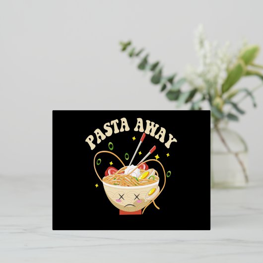 Pasta Weg Funny Noedels Kawaii Japanse Esthetiek Folie Uitnodiging Briefkaart (Staand Voorkant)