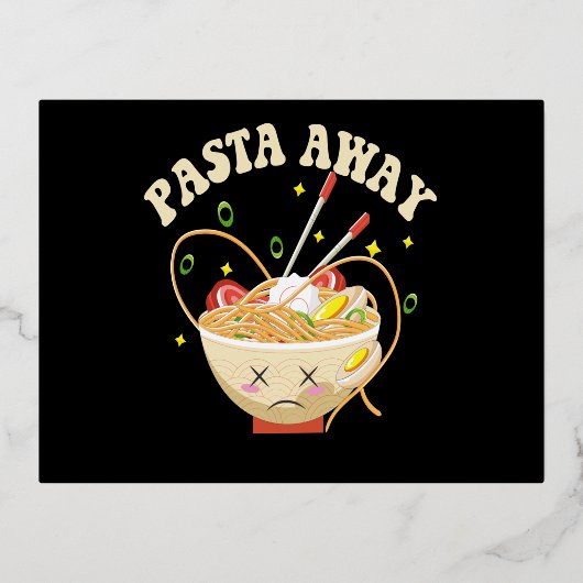 Pasta Weg Funny Noedels Kawaii Japanse Esthetiek Folie Uitnodiging Briefkaart (Voorkant)