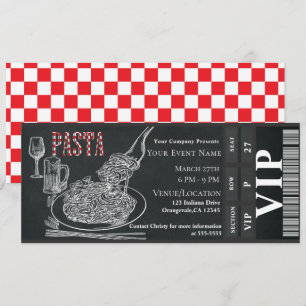 Pasta Wijn Diner Krijtje VIP Diner Partij Ticket Kaart
