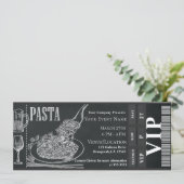 Pasta WIne Dinner Chalk VIP Dinner Party Ticket Kaart (Staand voorkant)
