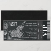 Pasta WIne Dinner Chalk VIP Dinner Party Ticket Kaart (Voorkant / Achterkant)