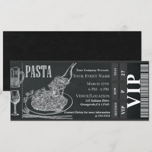 Pasta WIne Dinner Chalk VIP Dinner Party Ticket Kaart
