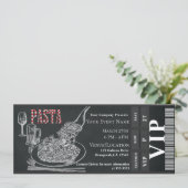 Pasta WIne Dinner Chalk VIP Dinner Party Ticket Kaart (Staand voorkant)