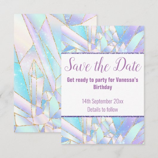 PASTA WITTE KRISTAL SAVE THE DATE RSVP KAART (Voorkant / Achterkant)