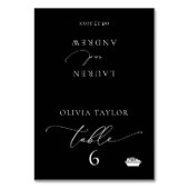 Pasta Zwart Minimalistische Bruiloft Tafel Plaats  Kaart (Voorkant)