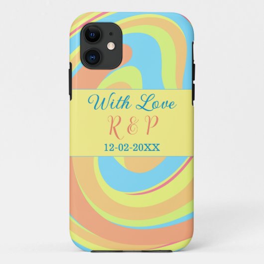 PASTAAL WERVELING RETRO VOEG NAAM LETTER DATUM MOD Case-Mate iPhone CASE (Achterkant)