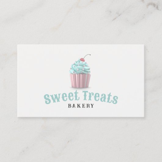 pastaart gebakken taart bakkerij mint groen visitekaartje (Voorkant)