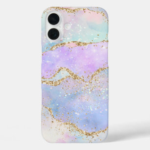 pastagaat Waterverf Glitter Vein Gold iPhone 16 Plus Hoesje