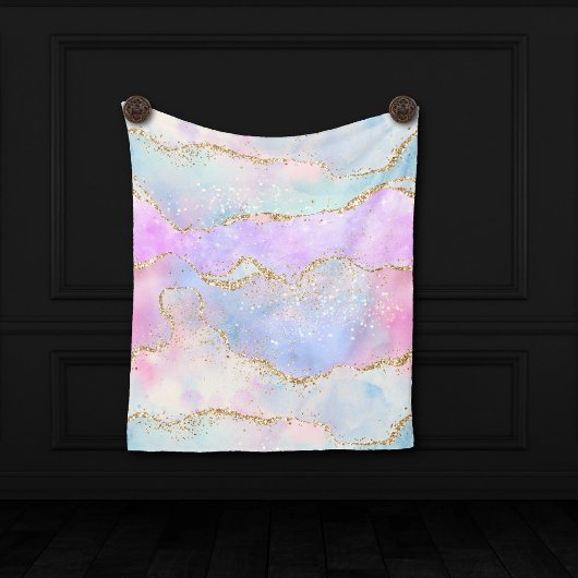 pastagaat | Waterverf Glitter Vein Gold Fleece Deken