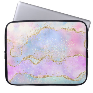  pastagaat   Waterverf Glitter Vein Gold Laptop Sleeve