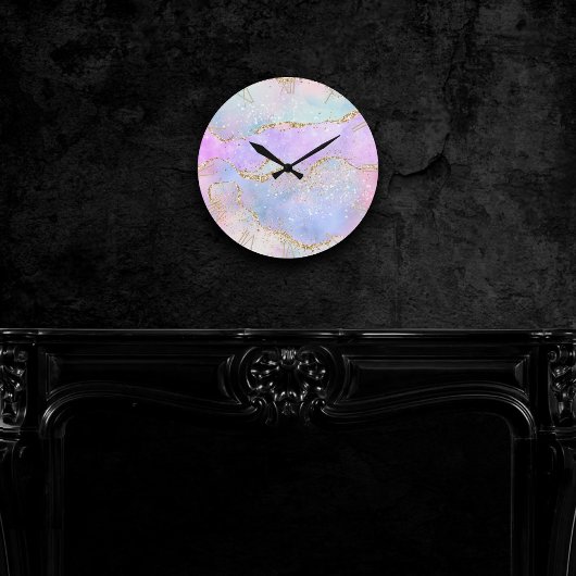 pastagaat | Waterverf Glitter Vein Gold Ronde Klok