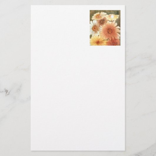 "Pastal Daisies" Floral Stationery Briefpapier (Voorkant)