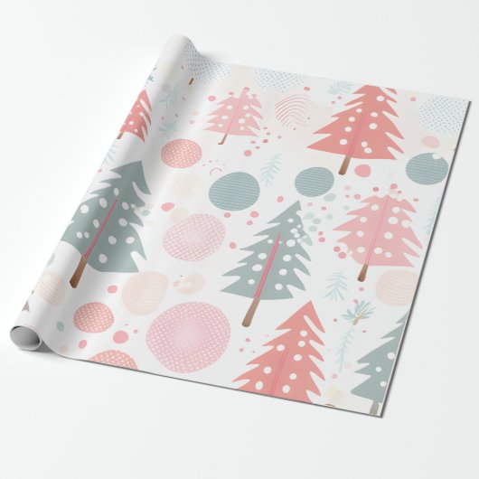 pastale kerstboom cadeaupapier (Uitgerold)