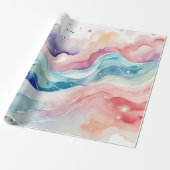Pastale waterverf Abstract Cadeaupapier (Uitgerold)