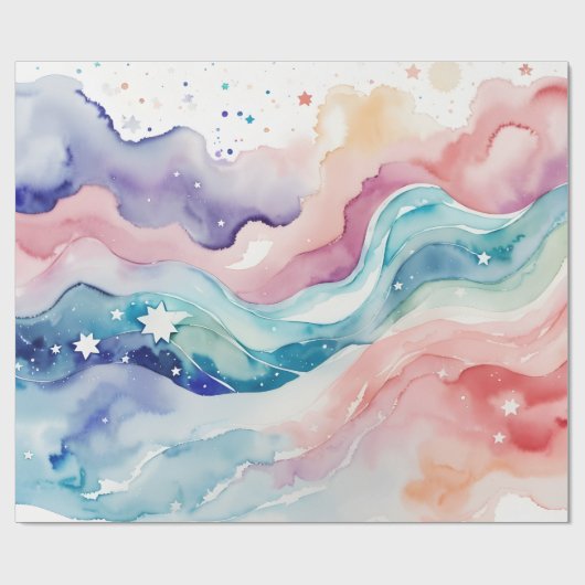 Pastale waterverf Abstract Cadeaupapier (Vlak)