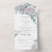 Pasta's en witte pony's Floral White Dinner All In One Uitnodiging (Binnen)