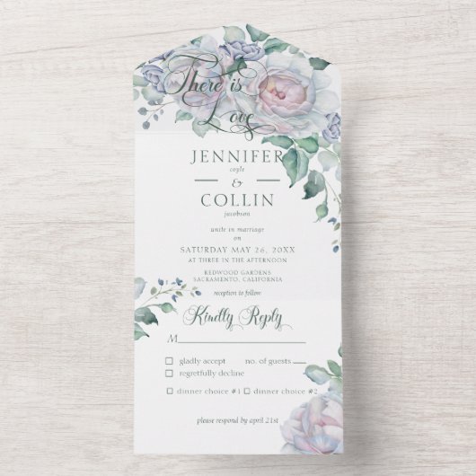 Pasta's en witte pony's Floral White Dinner All In One Uitnodiging (Binnen)