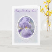 Pasteel Paars Iris Birthday Card Kaart (Gele Bloem)