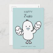 Pasteelblauw Paaskapje en eitjes illustratie Feestdagenkaart (Voorkant / Achterkant)