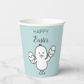 Pasteelblauw Paaskapje en eitjes illustratie Papieren Bekers (Voorkant)
