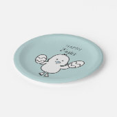 Pasteelblauw Paaskapje en eitjes illustratie Papieren Bordje (Gekanteld)