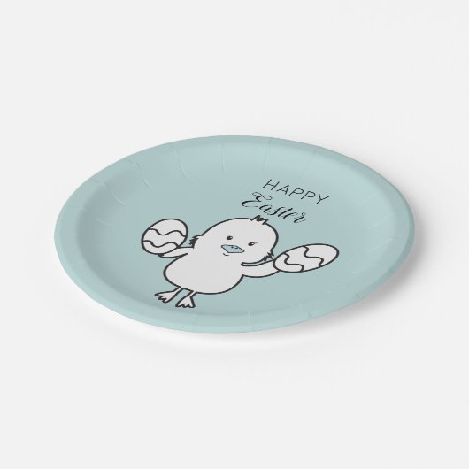 Pasteelblauw Paaskapje en eitjes illustratie Papieren Bordje (Gekanteld)