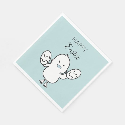 Pasteelblauw Paaskapje en eitjes illustratie Servet (Hoek)