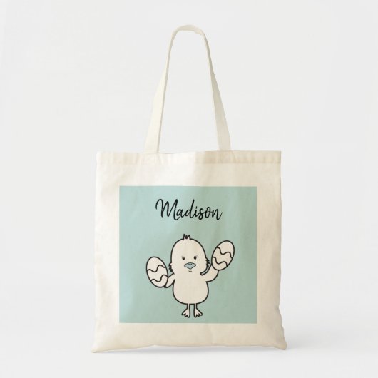 Pasteelblauw Paaskapje en eitjes illustratie Tote Bag (Voorkant)